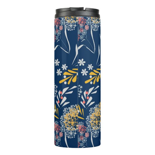 Retro, Blumenmuster Thermosbecher (Rückseite)