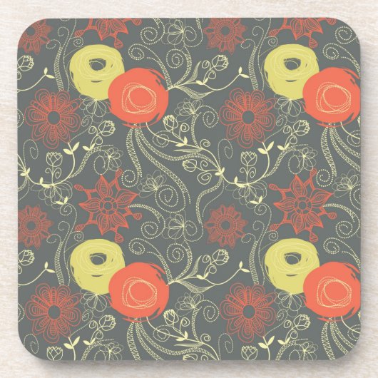 Retro Blumenmuster Untersetzer (Vorderseite)