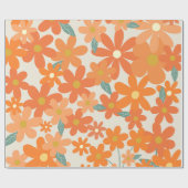 Retro Blumenorange Geschenkpapier (Flach)