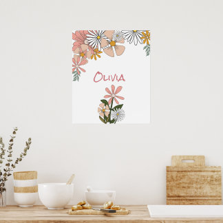 Retro-Blumenposter für Mädchenzimmer Poster