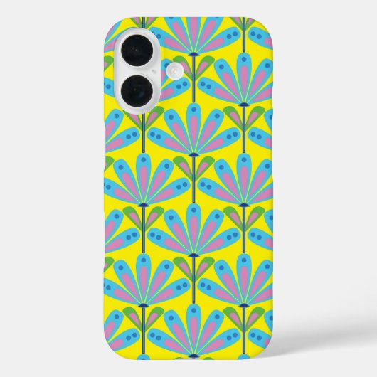 Retro-Blumenreihe Halbraster Case-Mate iPhone Hülle (Rückseite)