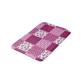 Retro Blumenschädel-Polkapunkt Badematte (Schrägansicht)