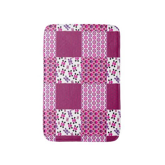 Retro Blumenschädel-Polkapunkt Badematte (Vorderseite Vertikal)