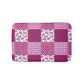 Retro Blumenschädel-Polkapunkt Badematte (Vorderseite)