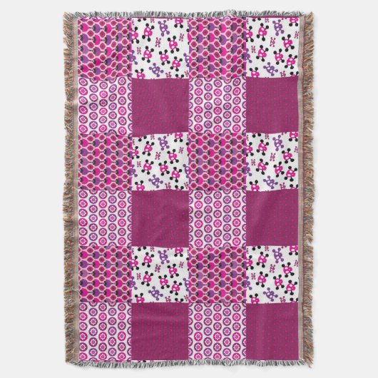 Retro Blumenschädel-Polkapunkt Decke (Vorderseite Vertikal)