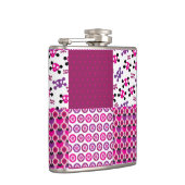 Retro Blumenschädel-Polkapunkt Flachmann (Rechts)