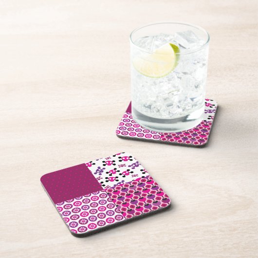 Retro Blumenschädel-Polkapunkt Getränkeuntersetzer (Rechte Seite)