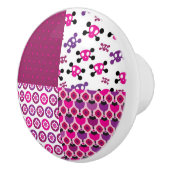 Retro Blumenschädel-Polkapunkt Keramikknauf (Rechts)