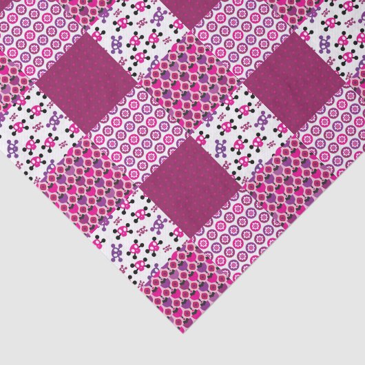 Retro Blumenschädel-Polkapunkt Seidenpapier (Ausschnitt)