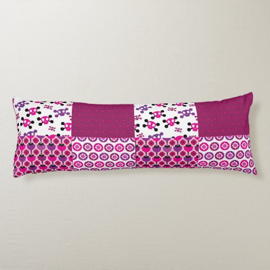 Retro Blumenschädel-Polkapunkt Seitenschläferkissen (Rückseite)