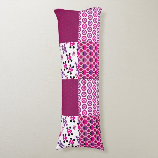 Retro Blumenschädel-Polkapunkt Seitenschläferkissen (Vorderseite Vertikal)