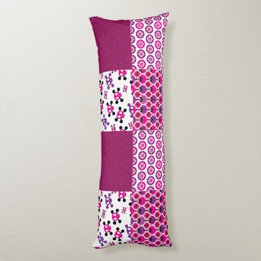 Retro Blumenschädel-Polkapunkt Seitenschläferkissen (Rückseite (Vertikal))