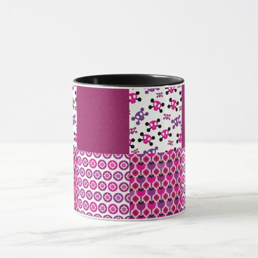 Retro Blumenschädel-Polkapunkt Tasse (Zentrum)