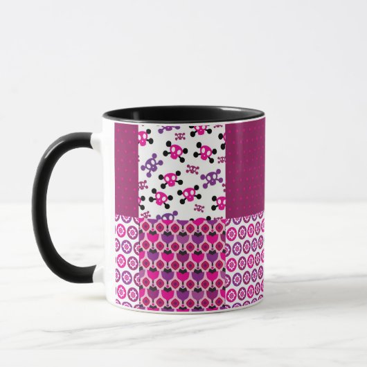 Retro Blumenschädel-Polkapunkt Tasse (Links)