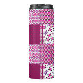 Retro Blumenschädel-Polkapunkt Thermosbecher (Rückseite)