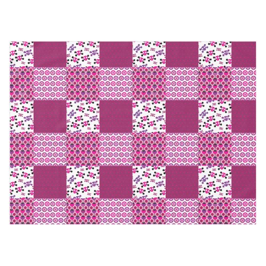 Retro Blumenschädel-Polkapunkt Tischdecke (Vorderseite (Horizontal))