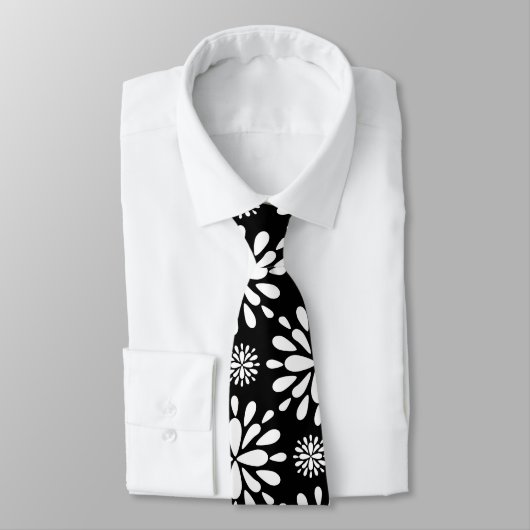 Retro Blumenspritzen-Entwurfs-Krawatte, weiß auf Krawatte (Gebunden)