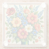 Retro-Blumenstrauß | Glasuntersetzer (Rückseite)