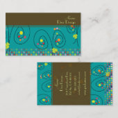 Retro Blumenstrauß mit Polka dots BusinessCard Visitenkarte (Vorne/Hinten)