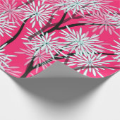 Retro-Blumentapete im asiatischen Stil in rot-weiß Geschenkpapier (Ecke)