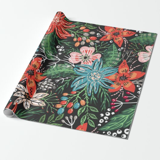 Retro-Blumenverpackungspapier Geschenkpapier (Ungerollt)