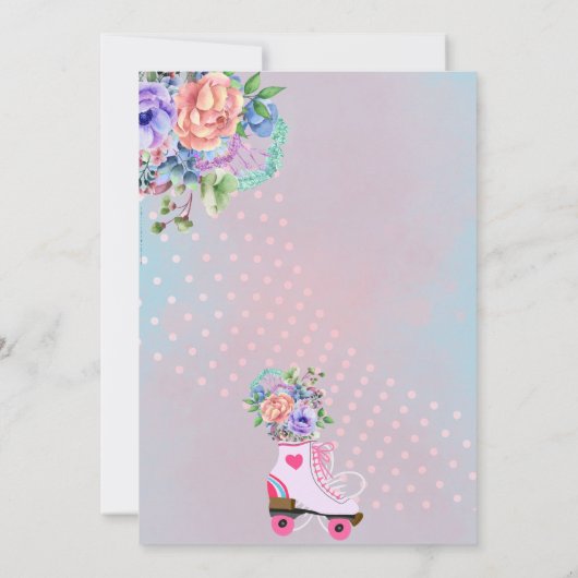 Retro Blumenwalzenlaufbahn boho Babydusche Einladung (Rückseite)