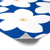 Retro Blumenweiß auf Blumen Poster (Ecke)