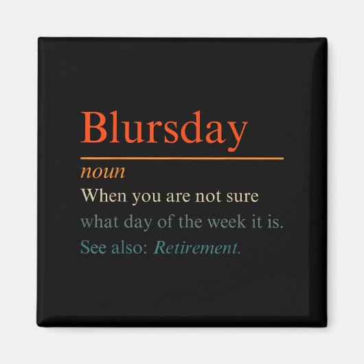 Retro Blursday Definition Lustiges Rentner Design Magnet (Vorne)