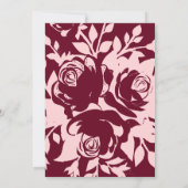 Retro Blush Burgundy Floral Gold Arschrahmen Einladung (Rückseite)