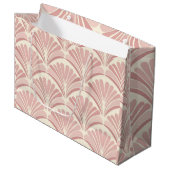 Retro blush pink art deco fans pattern große geschenktüte (Vorderseite Schrägansicht)