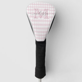 Retro Blush Pink Diamond Shape Muster Golf Headcover