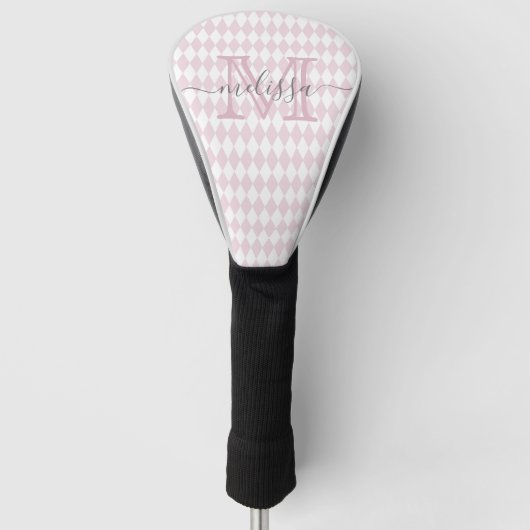 Retro Blush Pink Diamond Shape Muster Golf Headcover (Vorderseite)