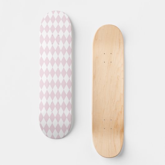 Retro Blush Pink Diamond Shape Muster Skateboard (Vorderseite)