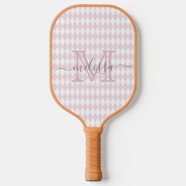 Retro Blush Pink Diamond Shape Pattern Pickleball Schläger
