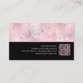 Retro Blush Pink Disco Ball Mirror | QR-Code Visitenkarte (Rückseite)