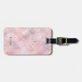 Retro Blush Pink Disco Mirror | Monogramm Gepäckanhänger (Vorderseite horizontal)