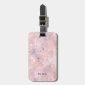 Retro Blush Pink Disco Mirror | Monogramm Gepäckanhänger (Vorderseite vertikal)