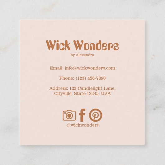 Retro Blush Pink Frische Pasta machen Quadratische Visitenkarte (Rückseite)