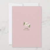 Retro Blush Pink Hochzeitsleder Rose Bloral Einladung (Rückseite)