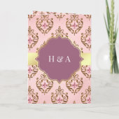 Retro Blush Pink Lila Gold Damask muslimische Hoch Einladung (Rückseite)