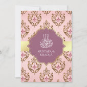 Retro Blush Pink Lila Gold Damask muslimische Hoch Einladung (Vorderseite)