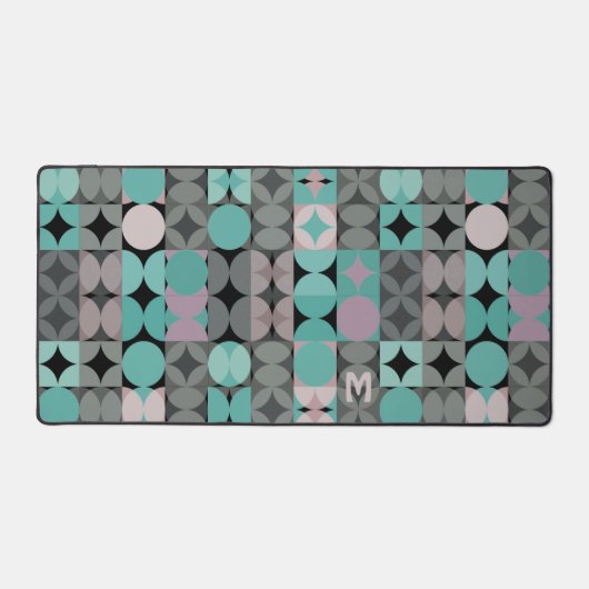 Retro Blush Pink Minze Aquamariner grüner Pop Kuns Schreibtischunterlage (Vorderseite)