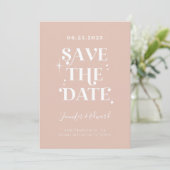 Retro Blush Pink Save the Date Karte (Stehend Vorderseite)
