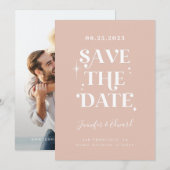 Retro Blush Pink Save the Date Karte (Vorne/Hinten)