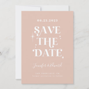 Retro Blush Pink Save the Date Karte