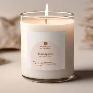 Retro Blush Pink Terracotta Arch Candle Label Quadratischer Aufkleber