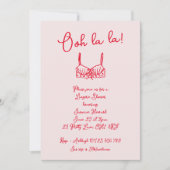 Retro Blush & Red Hand Drawn Bra Lingerie Dusche Einladung (Vorderseite)