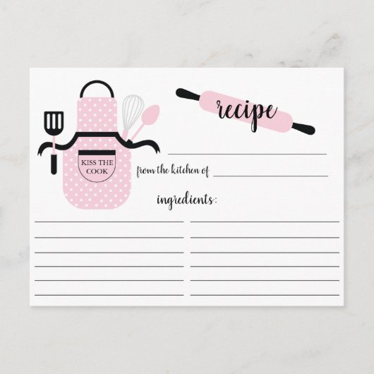 Retro Blush Schürze Küche Extras Rezept Karte (Vorderseite)