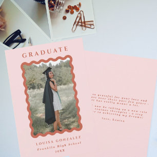 Retro Blush & Terracotta Waves Photo Graduation Ankündigung