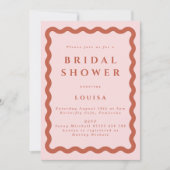 Retro Blush & Terracotta Wavy Brautparty Einladung (Vorderseite)